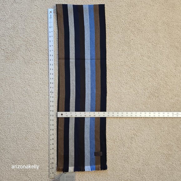 NWT Hickey Freeman Merino Wool Stripe Scarf - Picture 9 of 13